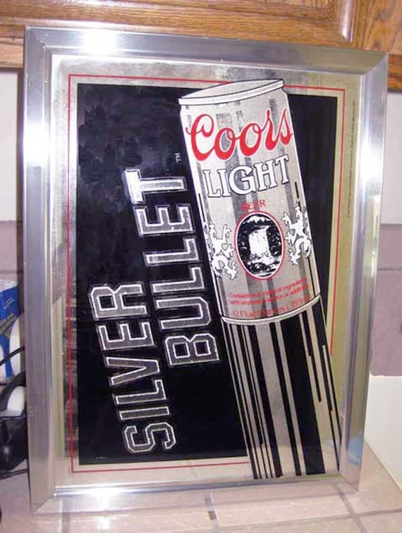 Vintage 1983 COORS LIGHT SILVER Bullet Mirror Sign