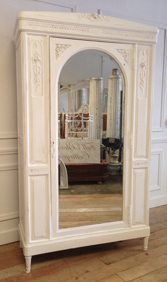 Items similar to SALE Antique White Armoire c1920 on Etsy