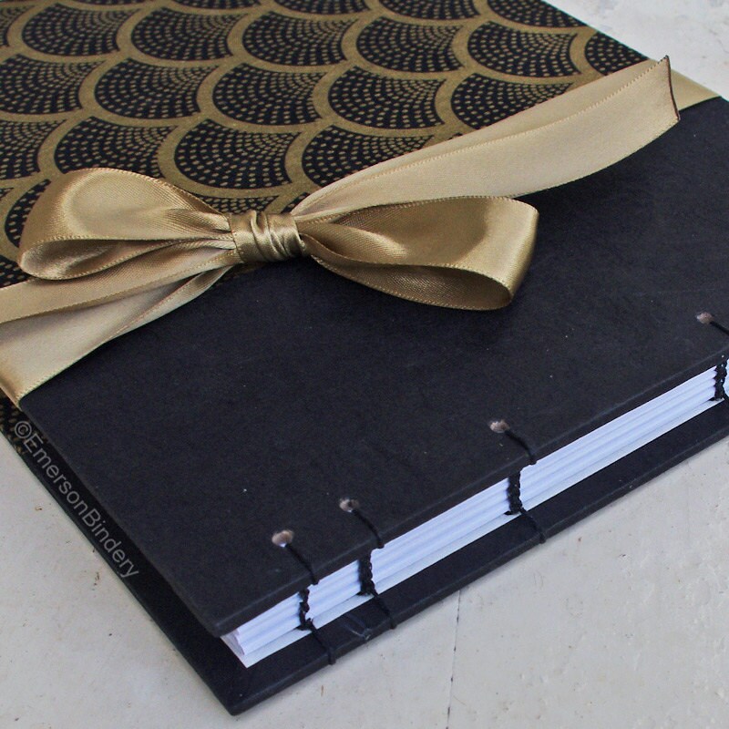 Wedding Guest Book Art Deco in Black and Gold MADE upon
