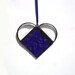Blue heart suncatcher stained glass window art Valentines day navy blue keepsake love romance