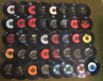 40 vintage 45 rpm records 1960's to 1980's by maryscrochetnmore