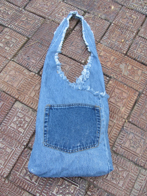 Recycled denim bag / hobo / purse / blue jeans / pocket