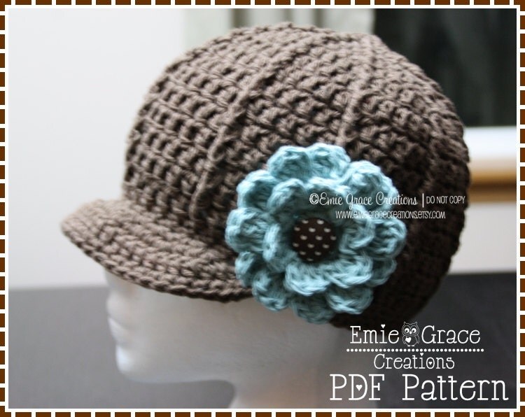 Flower Hat Crochet Pattern 8 Sizes from by EmieGraceCreations