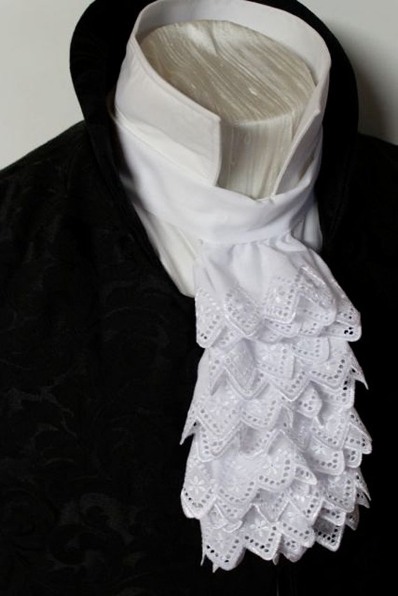 Items similar to Embroidered Cotton White Triangle Scallop JABOT - Lace ...