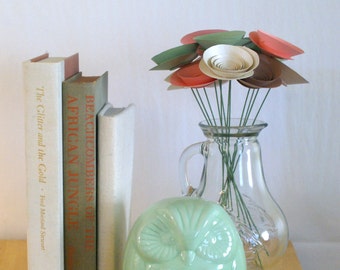 Paper Flowers in Dusty Pinks; Desert Rose Centerpiece with Medium-Size Flowers in Modern Neutrals: Pink, Champagne, Mocha, and Sage