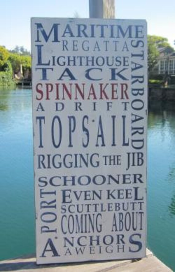 Sailing Typography Word Art in Weather Worn by barnowlprimitives