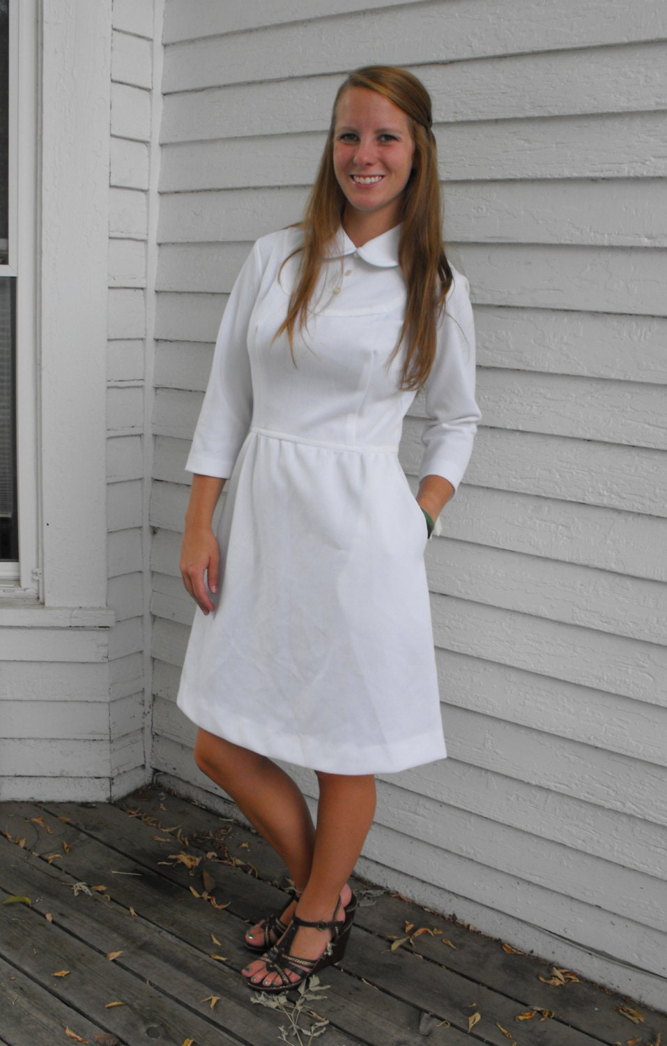 Vintage 60s White  Dress  Barco Nurse  Uniform New Old Stock S