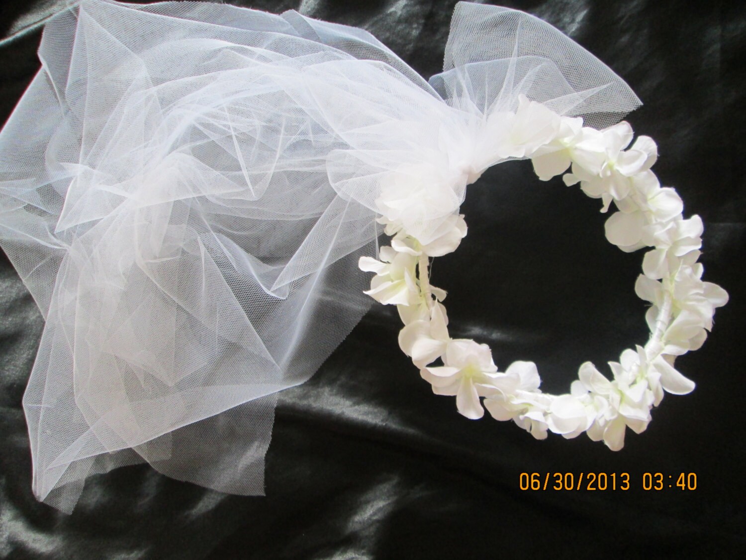 Hydrangea hair wreath with veil wedding veil flower girl