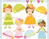 Easter Dresses Cute Digital Clipart for Commercial or Personal Use, Dressed Up Clipart, Girls in Dresses, Church Dresses Il_170x135