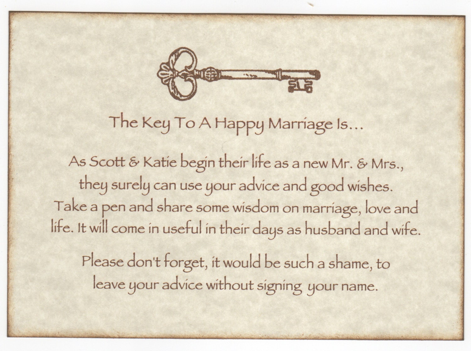  Wedding Wish Tree Tags Advice Cards Instruction Sign Key To