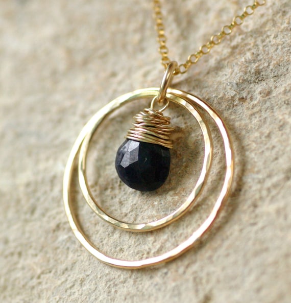 Sapphire necklace gold, September birthstone necklace, gold mother's necklace, sapphire necklace - Celeste