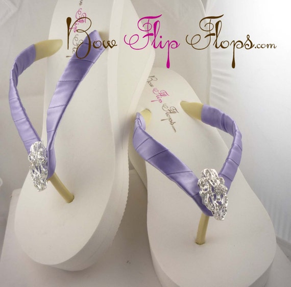 Bridal Wedge Flip Flops Ivory Vintage Lace Rhinestone Bling Satin ...