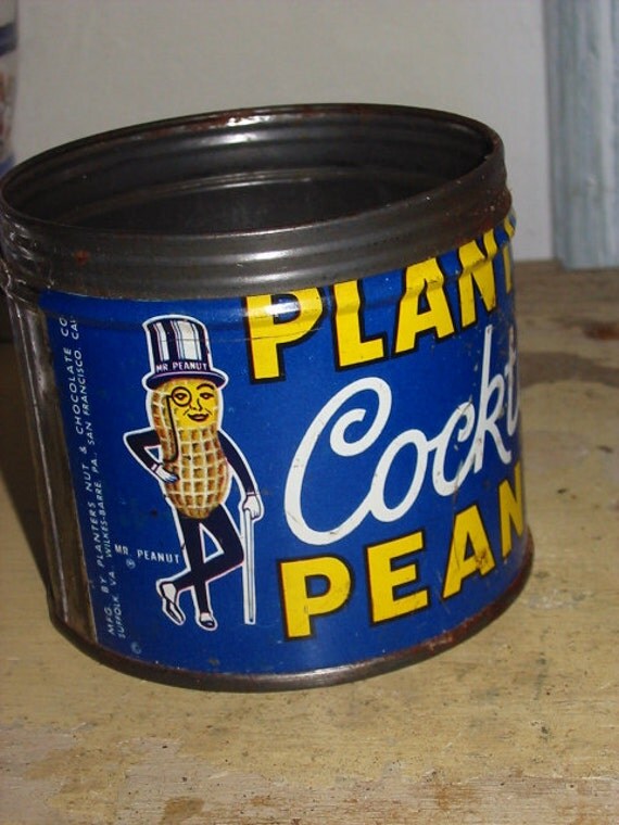 Vintage Planters Peanut Cocktail Nut Tin Old Tin Mr Peanut