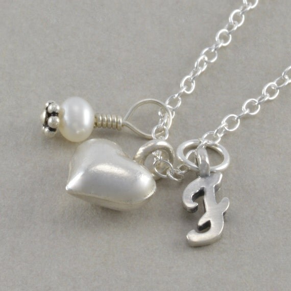 Heart Necklace Sterling Silver little girls by SixSistersBeadworks