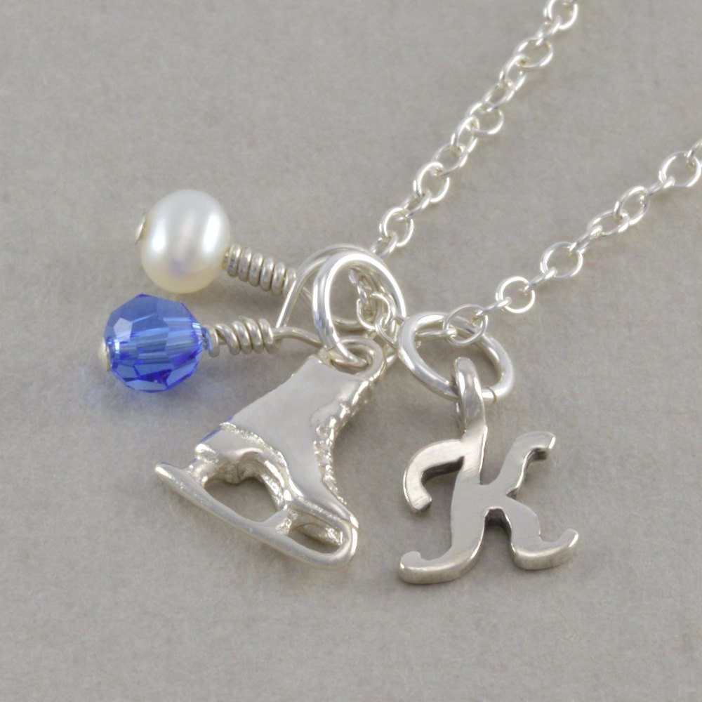 Ice Skate Necklace Sterling Silver figure by SixSistersBeadworks