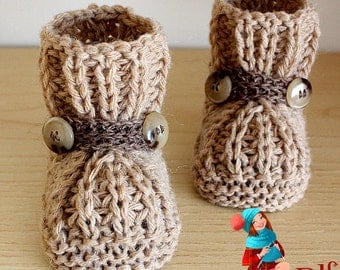 Knitting Pattern (PDF file) Warm Feet Baby Booties (sizes 0-6/6-9/9-12 months)