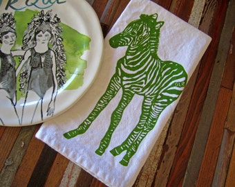 Organic Cotton Cloth Napkins - Screen Printed Dinner Napkins - Eco Friendly Table Linens - Handmade - Zebra - Screenprint - Table Setting