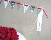 Christmas Cake Bunting with greeting label ~ Tilda Teal & Pink ~ made from double sided cardstock. Choose your own greeting MADE TO ORDER Il_170x135
