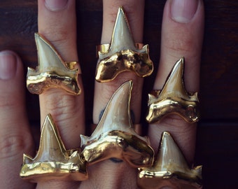 LUX DIVINE /// Chunky Shark Tooth Ring /// Gold Electroformed Ring
