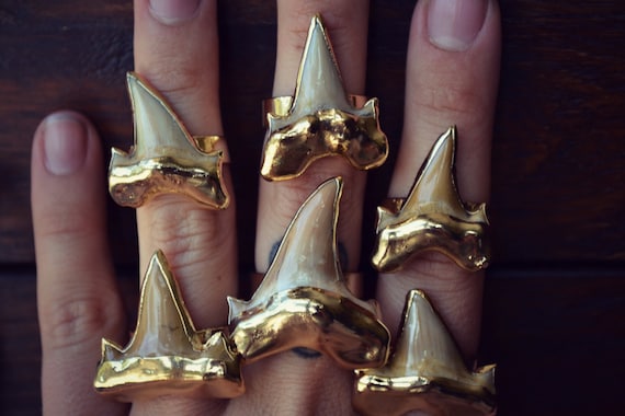 LUX DIVINE /// Chunky Shark Tooth Ring /// Gold Electroformed Ring