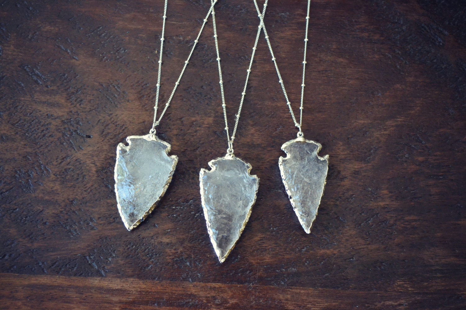 ARROWHEAD Large Crystal Quartz Silver Bohemian Layering