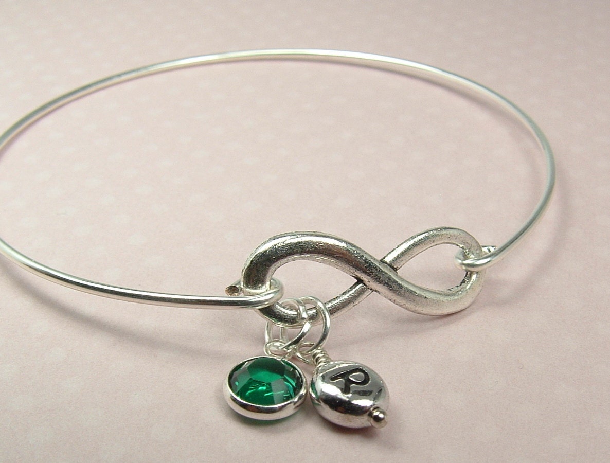 Personalized Infinity Bracelet With initials & Birthstone