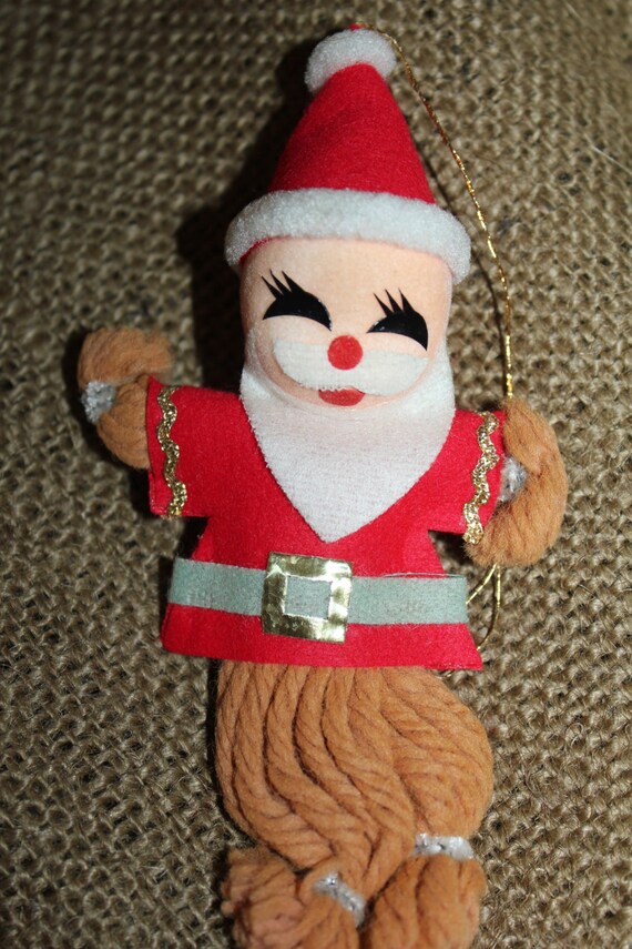 Items similar to Vintage Felt Ornament - Santa Felt Ornament - Made in ...