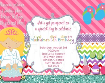 Spa Party Invitation 4 Spa Girls -Digital File