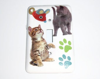 Kitties and mouse steel single light switch cover