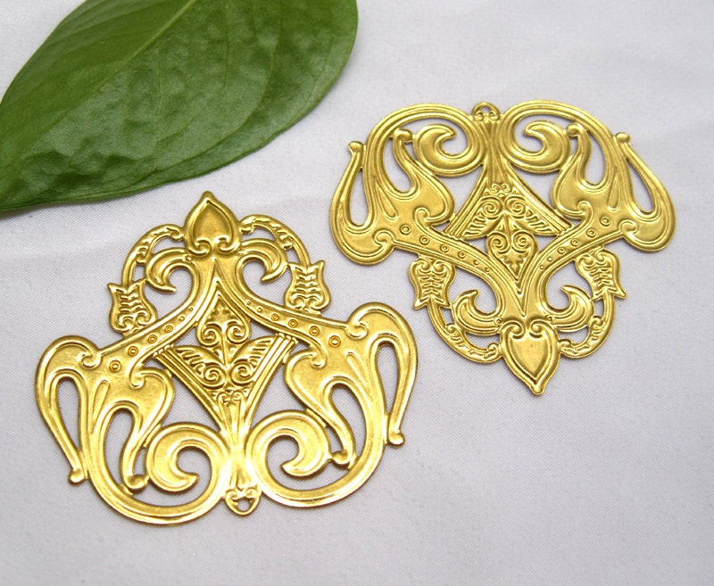 6pcs Brass Stampings Filigree Golden Findings for by tsrose