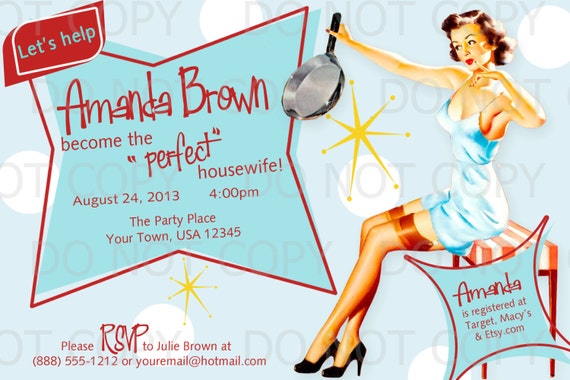 vintage Theme  Pin DIY Shower Printable up Girl pin Up  Housewife Retro Vintage  Bridal housewife