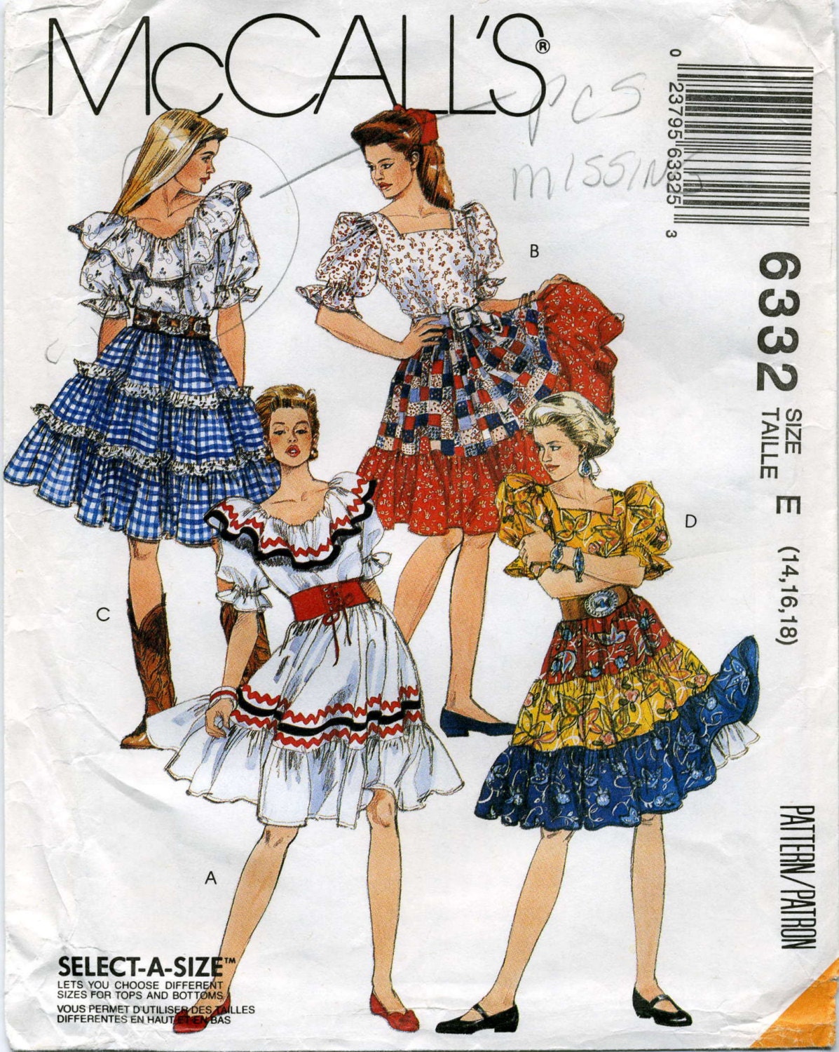 Vintage Square Dance Western Tops Skirts and Petticoat
