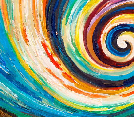 Original Spiral Art painting huge Impasto Texture modern oil