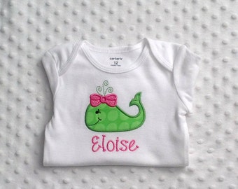 Baby Girl Personalized Bodysuit , Whale Theme