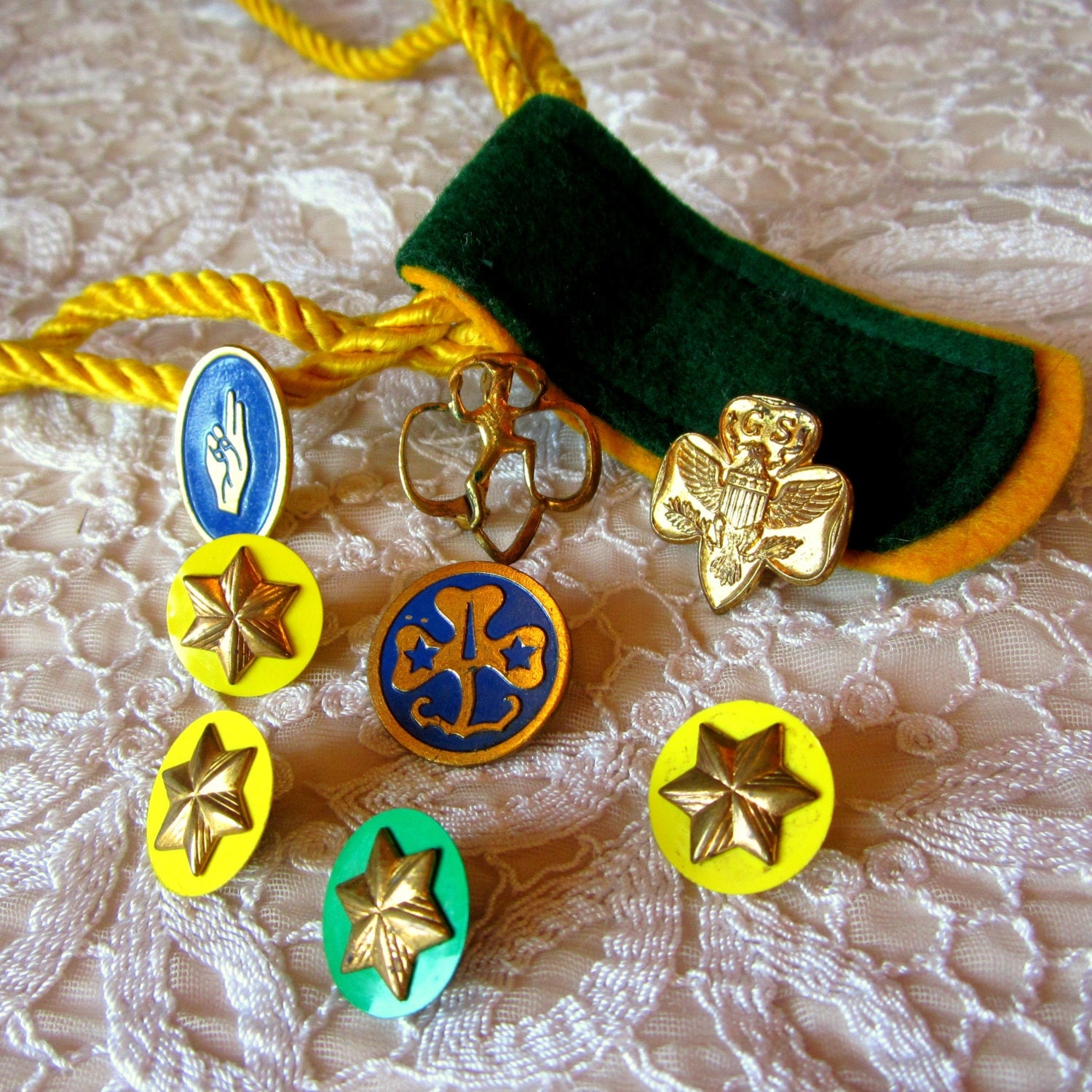 Vintage Girl Scouts Pins And Shoulder Badge By GreenLeavesBoutique