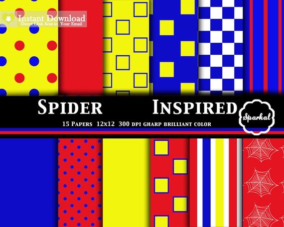 Super Hero Digital Paper, Spider Hero Digital Paper, Birthday Party Digital Paper, Instant Download Il_570xn