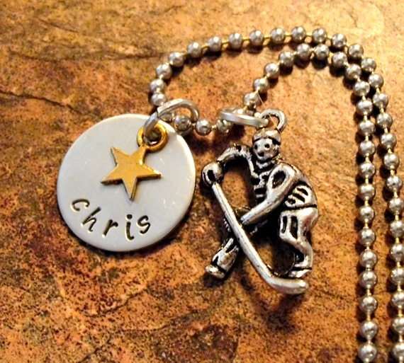 Personalized Jewelry Hockey Necklace Sports Jewelry Hand