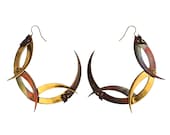 THISTLE WREATH / Large Gold and Copper Hoop Earrings / Free Shipping