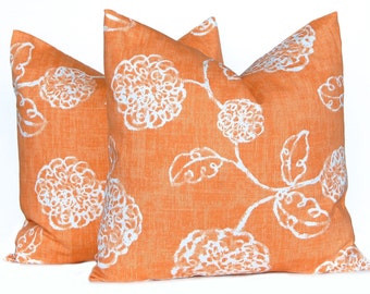 Fall Pillow Covers - Orange and White Pillow Covers - Autumn Decor - Thanksgiving Decor - Orange Cushion Covers - Floral Pillow Covers