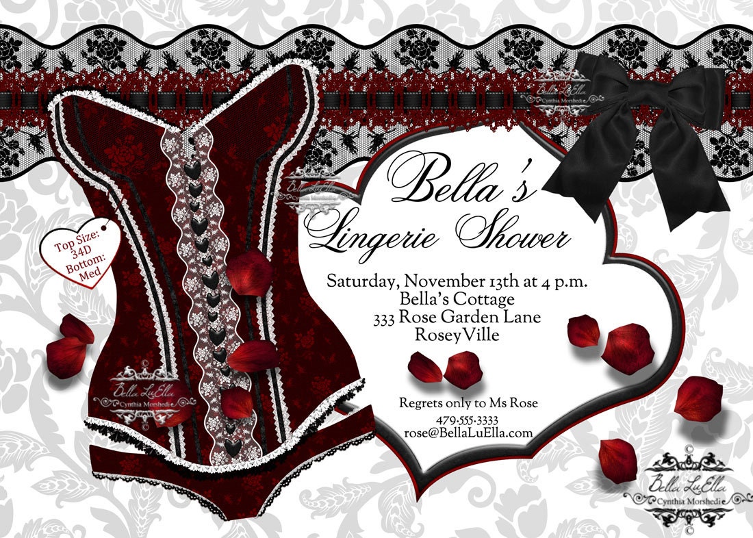 Lingerie Shower Invitation Bachelorette Party Bridal Shower