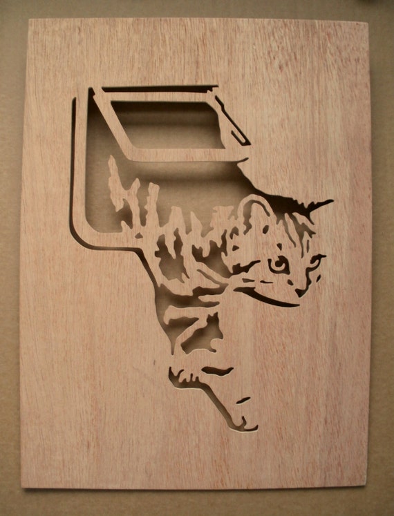 cat flap wooden stencil