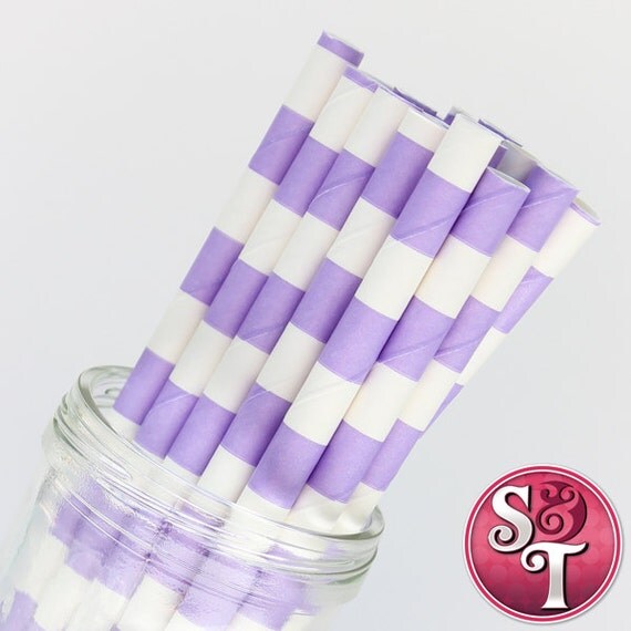 Rugby Stripe Light Purple Party Paper Straws - Cake Pop Sticks - Pixie Sticks - Qty 25 Il_570xn