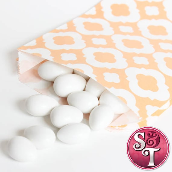 Quatrefoil Peach Goodie Favor Treat Bags - Qty 12 Il_570xn