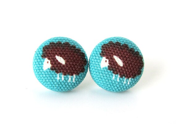Sheep stud earrings  lamb button earrings  kawaii by KooKooCraft