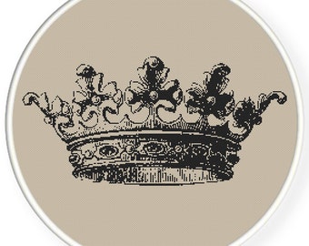 Instant download,Free shipping,Cross stitch pattern, Crossstitch PDF/JPEG,vintage crown pattern, cross stitch pillow pattern,zxxc0407