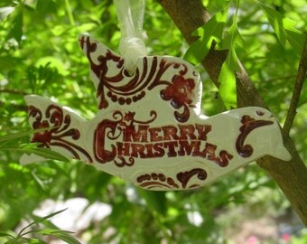 Merry Christmas, Ceramic Dove Christmas Ornaments