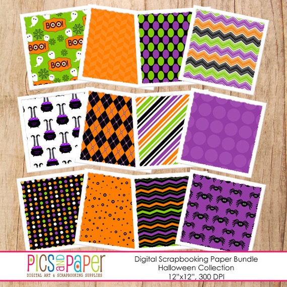 Download Items similar to Halloween Digital paper, scrapbooking ...