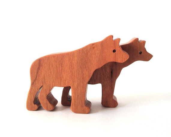 Wood Toy Hyena Pair Miniature Noah's Ark by OohLookItsARabbit