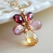Flower Necklace Semiprecious AAA Gemstone Citrine Pink Topaz Rhodolite Garnet Wire Wrapped Gold Jewelry Complimentary Shipping