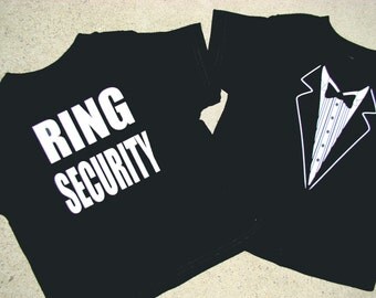 Ring Bearer shirt Tuxedo - RING SECURITY Tshirt -Child size Tux shirt- Free US Shipping -Ringbearer, Rehearsal dinner - Super Cute